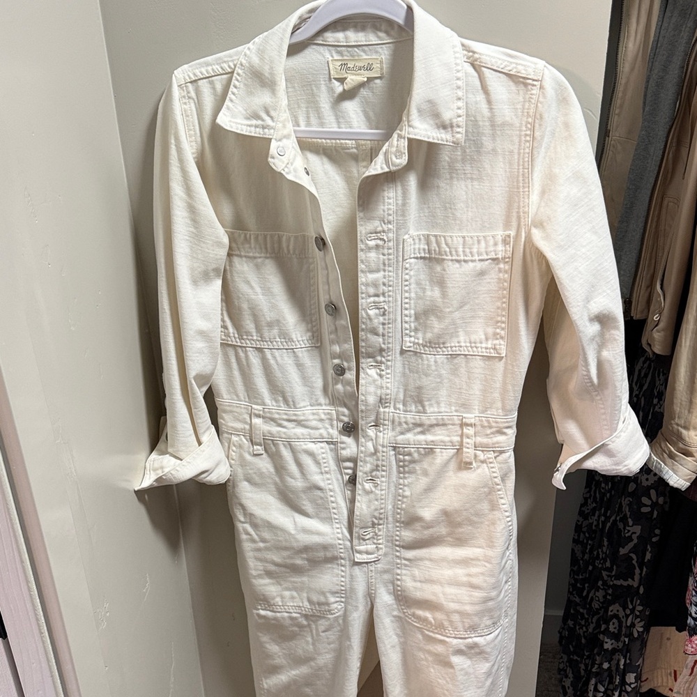 Madewell Cream Denim Jumpsuit